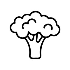 Poster - a simple outlined drawing of a broccoli floret with stem on a white background illustration style