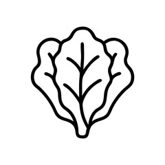 Poster - Outline drawing of leafy greens showing three leaves with prominent veins on a white background