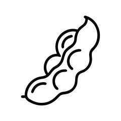 Poster - Illustration of a single soybean pod with visible beans inside in simple outline style design element