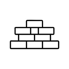 Fototapete - Illustration of a simple brick wall with staggered pattern and black outline on a white background view