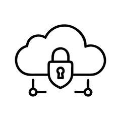 Poster - Cloud security icon depicting a cloud with a padlock in the center and connections on both sides