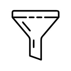 Poster - An illustration of a black outlined funnel with dashed lines at the top on a white background image