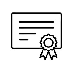 Poster - A certificate with a seal and ribbons presented in a simple black line drawing on a white background