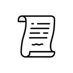 Poster - Illustration of a scroll with text lines and curled edges in black
