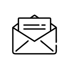 Poster - Open envelope with a letter inside in a simple line art illustration