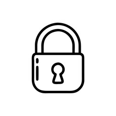 Poster - Illustration of a black outline padlock with a keyhole centered on a white background for security use