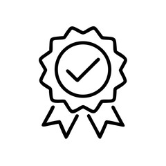 Poster - Illustration of a black and white check mark in a rosette badge icon
