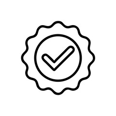 Poster - Check mark inside a circle with a wavy border outline illustration