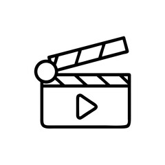 Poster - Outline illustration of a film clapperboard with play button symbol