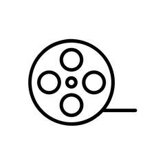 Poster - A simple black and white line drawing of a film reel with circles