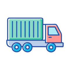 Poster - Cartoon Truck Icon: Delivery Vehicle, Transportation, Logistics, Cargo, and Distribution