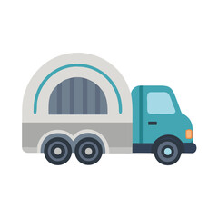 Poster - Flat Vector Delivery Truck Isolated on Black Background for Transportation
