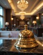 © singgih - Luxurious Hotel Lobby Golden Service Bell on Marble Counter