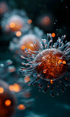 Poster - Microscopic Marvel A Stylized Depiction of Virus Mutation and its Biological Complexity