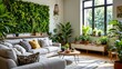 © Charming Studio - Modern Living Room with Greenery and Natural Light in Stylish Urban Home Setting
