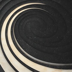 Poster - Abstract Layered Paper Spiral in Black and Cream