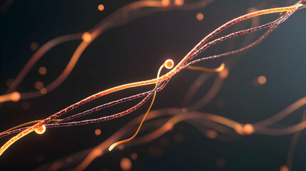 Poster - Dynamic strands of illuminated genetic material visualized with artistic molecular interpretation