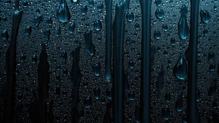 Poster - Close-Up of Water Droplets on Dark Surface with Smooth Textures Displaying Natural Elements and Freshness in Detail for Artistic and Abstract Design