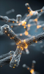 Poster - Abstract depiction of interconnected protein structures with intricate molecular connections