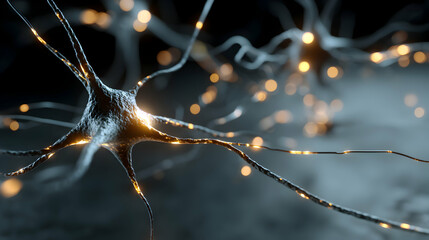 Poster - Intricate neural network illuminated, highlighting connection and dynamic energy flow within the complex structure