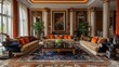 © Zidan - Opulent Living Room Interior Design: A Luxurious Palace-like Setting
