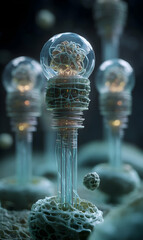 Poster - Futuristic cellular repair system with precision nanobots ensuring cellular well being and rejuvenation therapies