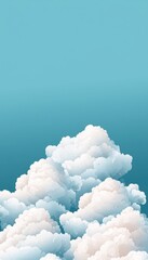 Poster - A serene sky filled with fluffy clouds, creating a calming and tranquil ambiance in shades of blue and white.