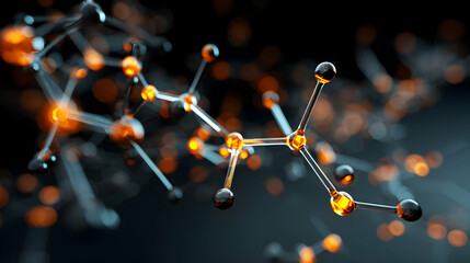 Poster - Intricate depiction of molecular bonds and connections with glowing elements and structural integrity