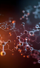 Poster - Abstract molecular structures floating in a glowing digital space showcasing scientific innovation