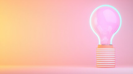 Poster - a glowing pink light bulb against a soft gradient background, creating a warm and inviting atmospher