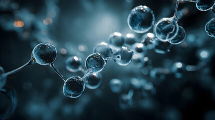 Poster - Intricate molecular architecture showing chains of spheres connecting in a complex arrangement structure concept