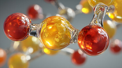 Poster - Visualizing molecular structures and bonds through transparent, interconnected spheres of vibrant colors