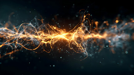 Luminous particles and flowing energy create a vibrant and dynamic abstract design element with depth