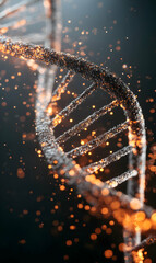 Poster - Abstract representation of genetic code with a helix structure and surrounding glowing elements