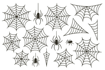Poster - Spider and web icon set featuring various designs and arrangements for creative use in digital projects and graphic design