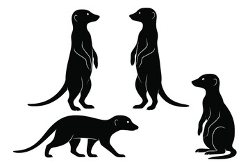Aufkleber - Icon set featuring various poses of a meerkat in a bold, minimalistic design style