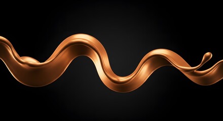 Poster - A flowing caramel wave against a dark background creating a smooth and elegant abstract shape