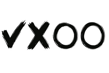 Fototapete - Unique icon set featuring black brushstroke symbols for creative design projects or digital applications