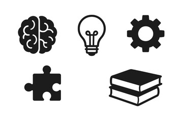 Poster - Collection of creative icons representing knowledge, ideas, and problem-solving tools for educational purposes