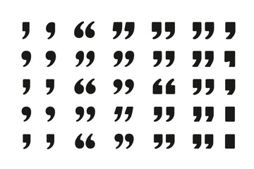 Aufkleber - Collection of various quotation mark icons presented in a uniform grid pattern for design use and graphic projects