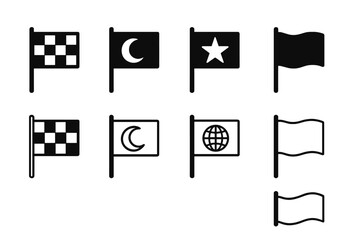 Leinwandbilder - Icon set showcasing various flag designs including star, crescent, and checkered patterns for diverse applications
