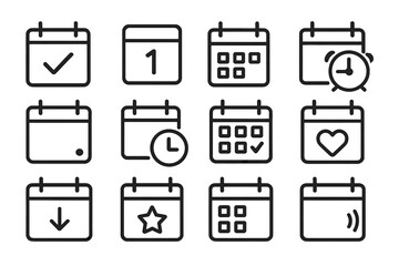 Leinwandbilder - Icon set featuring various calendar symbols for scheduling and planning activities