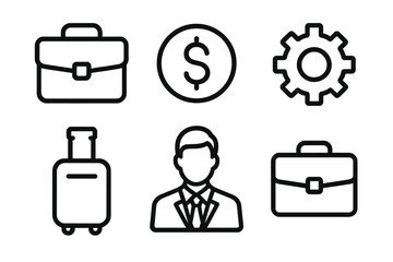 Poster - Icon set featuring business and travel symbols for professional applications