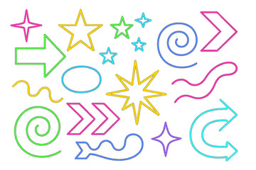 Aufkleber - Colorful icon set featuring various shapes and symbols for creative projects and design purposes
