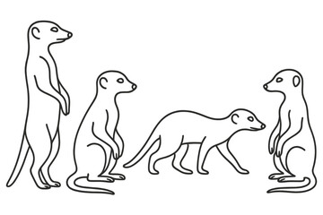 Aufkleber - Illustrative icon set featuring playful meerkats engaged in various poses and activities