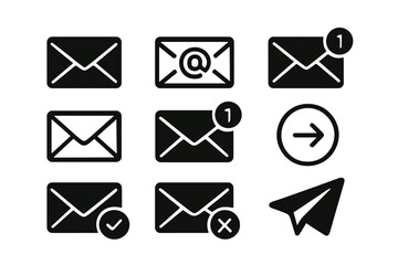 Aufkleber - Icon set featuring various email symbols and actions for communication applications and design projects