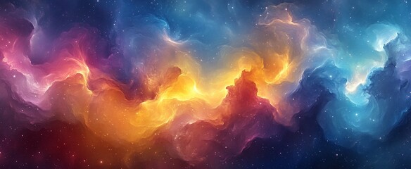 Wall Mural - Colorful swirling nebulae in deep space