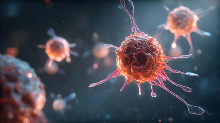 Poster - Intricate depiction of cellular structure with spikes, showcasing biological complexity and microscopic world details