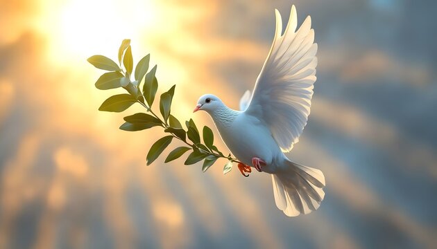 Dove with olive branch, symbolizing peace