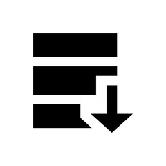 Poster - Black downward arrow icon next to three horizontal bars indicating a list or menu with download action